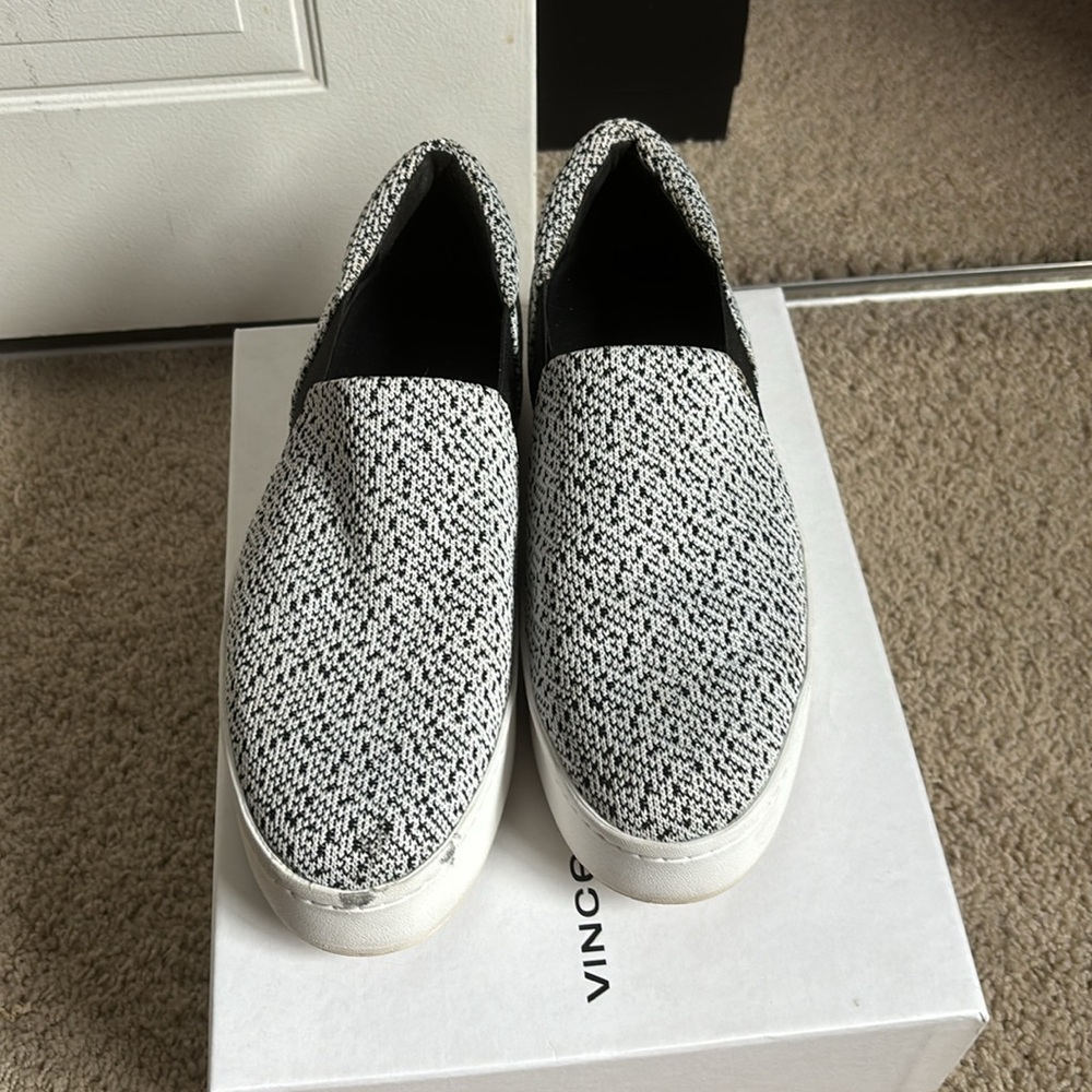 Vince. Black & White Warren Nubuck Sneaker - Picture 3 of 5
